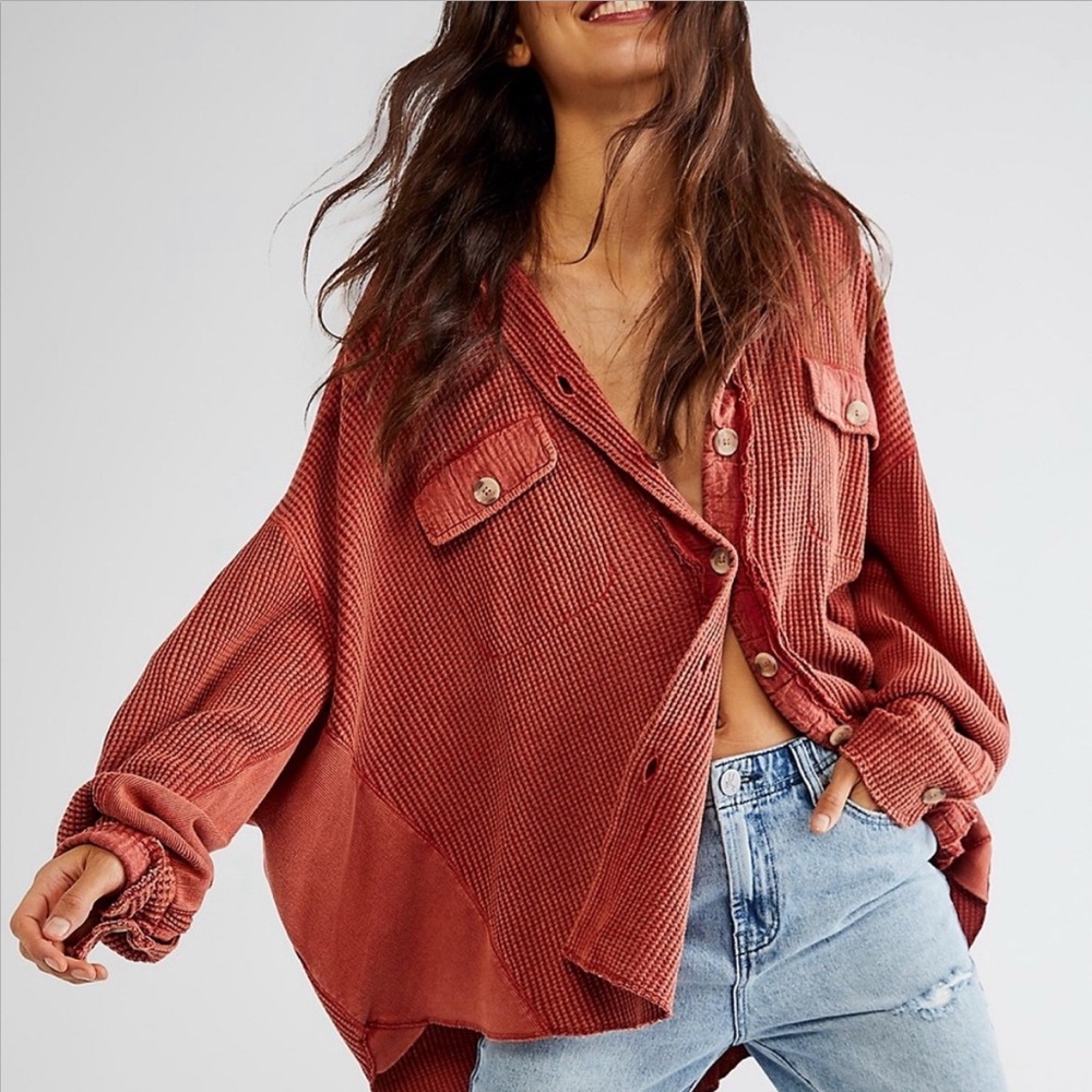 FREE PEOPLE ONE SCOUT JACKET CINNAMON/CORAL RED - NEW